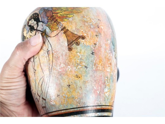 Greek-Style Hand-Painted Pottery Amphora Vase