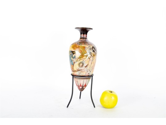 Greek-Style Hand-Painted Pottery Amphora Vase