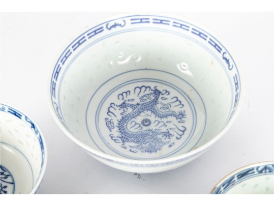 Group Of Five Chinese Porcelain Rice Bowls