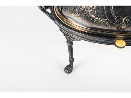 Victorian Silverplate Roll-Top Serving Chafing Dish