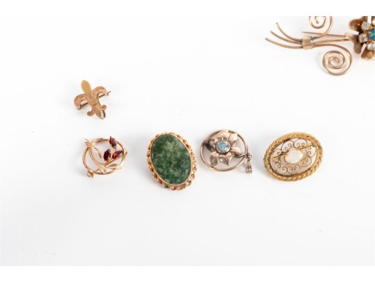 Seven Crystal/Gemstone Brooch Pins