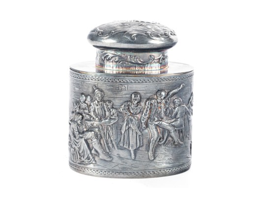 Vintage English Silver-Plated Repoussé Jar