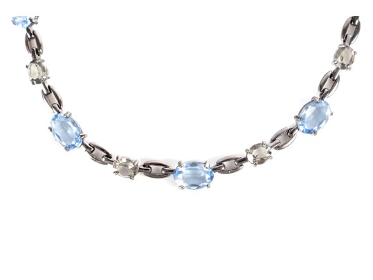 Swarovski Blue & Clear Crystal Necklace