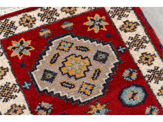 Hand-Knotted Wool Kazak Red/Ivory Rug (4'1
