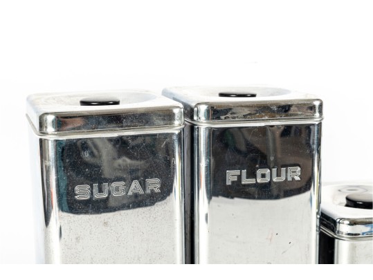 Set Of Four Lincoln Beautyware Chrome Canisters