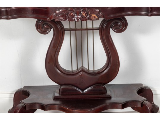 Victorian Marble-Top Lyre-Base Console Table