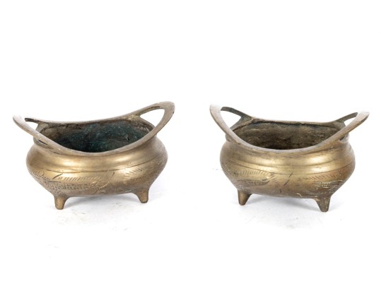 Antique Chinese Brass Censor Pots