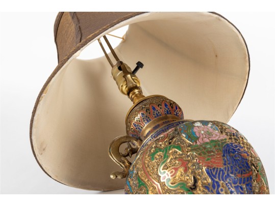 Vintage Chinese Cloisonné Enamel Figural Lamp
