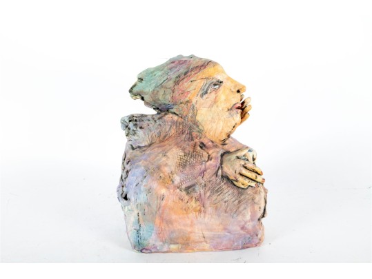 Signed Hand-Sculpted Figural Pottery Sculpture — Signed