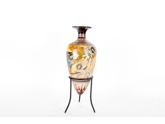Greek-Style Hand-Painted Pottery Amphora Vase