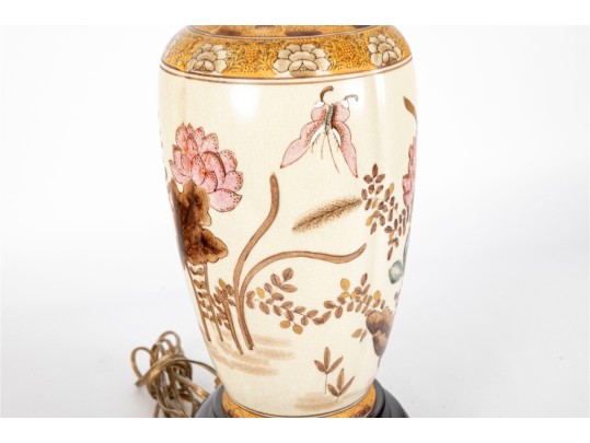 Asian-Inspired Floral Ceramic Table Lamp