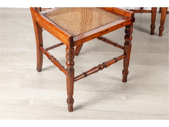 Set Of Five Antique Victorian Carved Caned Chairs