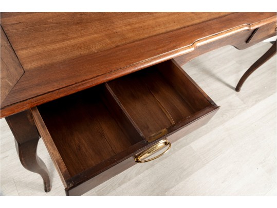 Vintage Wooden Writing Desk With Cabriole Legs