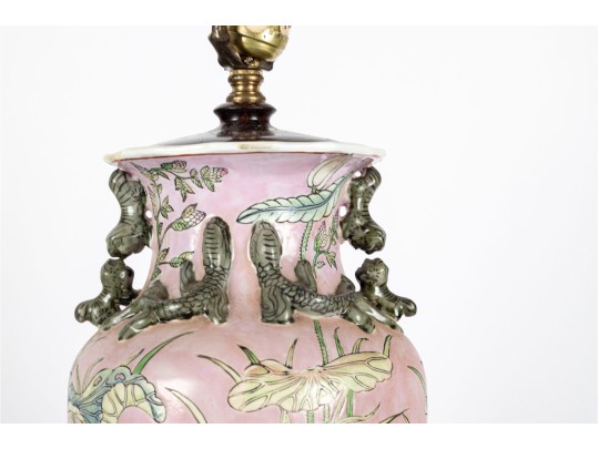 Chinese Famille Rose Porcelain Vase Mounted As A Lamp
