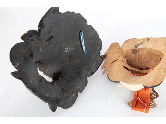 Pair Of Balinese Hand-Carved Wood Barong Masks