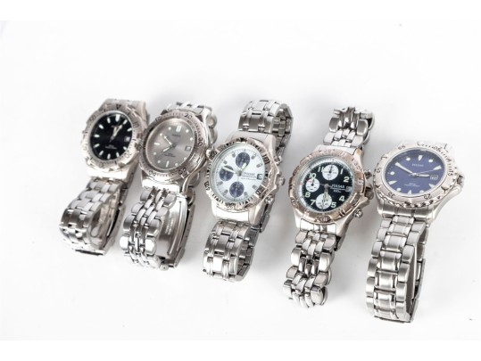 Collection Of Five Men's Pulsar Wristwatches