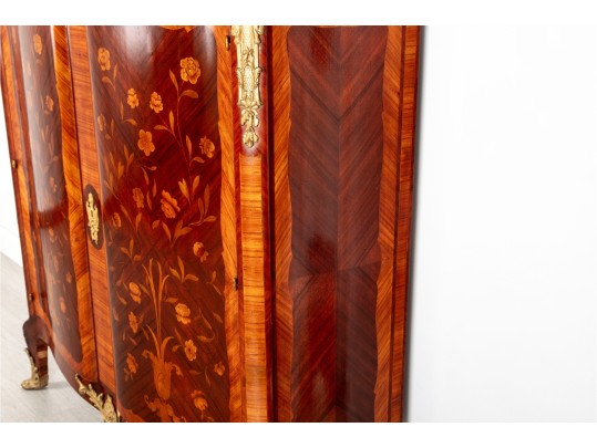 Early 20th Century Louis XV Marble-Top Marquetry Cabinet