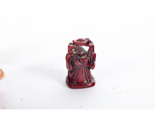 Pair Of Red Resin Buddha Figures
