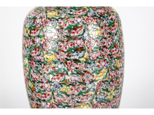 Chinese Famille Rose Gilt-Ground Vase Mounted As A Lamp