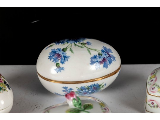 Collection Of English Porcelain Trinket Boxes And Eggs