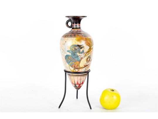 Greek-Style Hand-Painted Pottery Amphora Vase