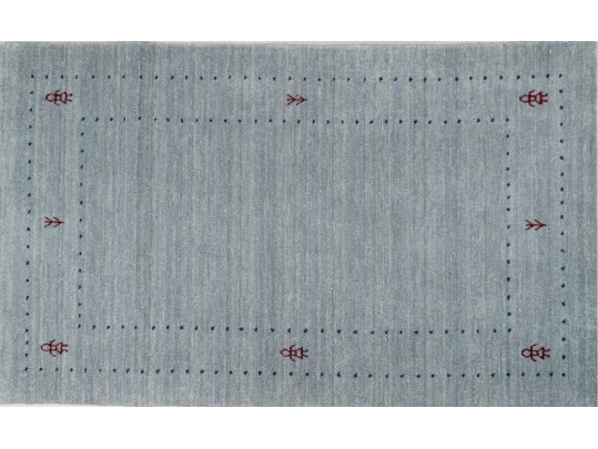 Hand-Knotted Wool Grey And Red Gabbeh Rug (4'11