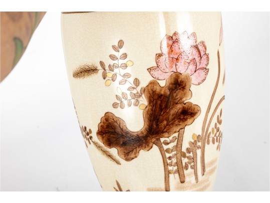 Asian-Inspired Floral Ceramic Table Lamp