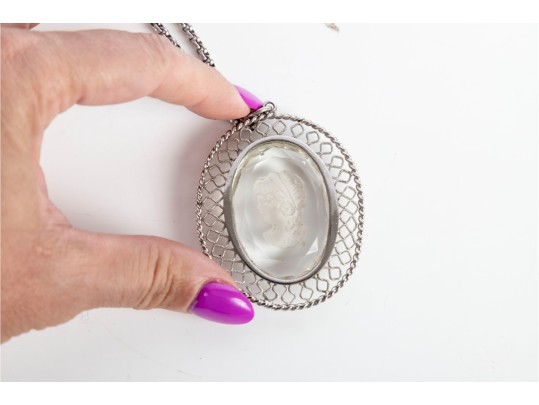 Collection Of Three Cameo-Style Glass Pendants/Brooches