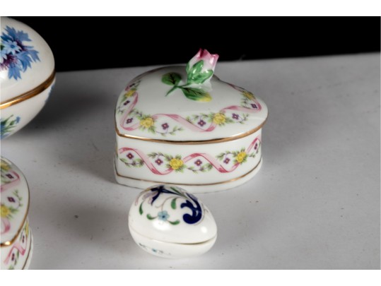 Collection Of English Porcelain Trinket Boxes And Eggs