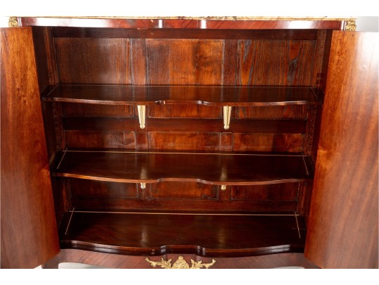 Early 20th Century Louis XV Marble-Top Marquetry Cabinet