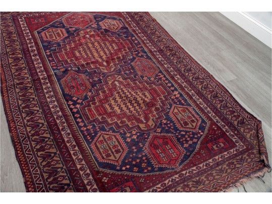Vintage Hand-Knotted Wool Baluch-Style Rug (7' X 4'6