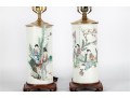 Mid-Century Chinese Cylindrical Porcelain Lamps