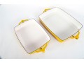 Pair Of Dansk France Yellow Enamel Baking Dishes