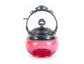 Victorian Cranberry Glass Biscuit Jar With Silverplate Lid & Handle