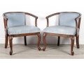 Pair Of Blue Upholstered Barrel-Back Accent Chairs