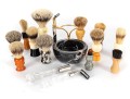 Collection Of Fur Shaving Brushes W/ Marble Shaving Set