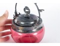 Victorian Cranberry Glass Biscuit Jar With Silverplate Lid & Handle