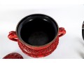 Chinese Cinnabar Lacquer Lidded Tripod Censer On Stand