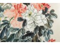 Framed Chinese Watercolor Painting Of Peonies And Birds