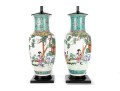 Pair Of Large Chinese Famille Rose Porcelain Lamps