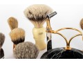 Collection Of Fur Shaving Brushes W/ Marble Shaving Set