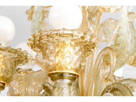 Quality Vintage Murano Or Murano Style Six Light Hand-blown Glass Six Lite Chandelier