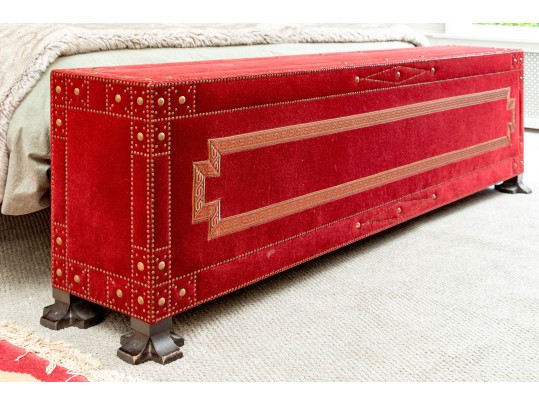 Quality Vintage Custom Upholstered Footed Bed End Bench