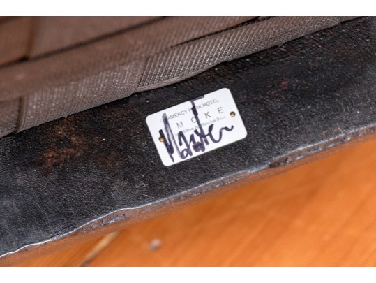 Pair Of Maarten Baas For Gramercy Park Hotel Velvet Upholstered Wingback Chairs With Single Ottoman