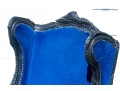 Pair Of Maarten Bass For Gramercy Park Hotel Custom Blue Velvet Upholstered Wingback Chairs