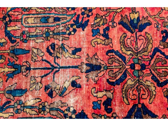 Hand-Knotted Wool Sarouk Carpet, 6'-4