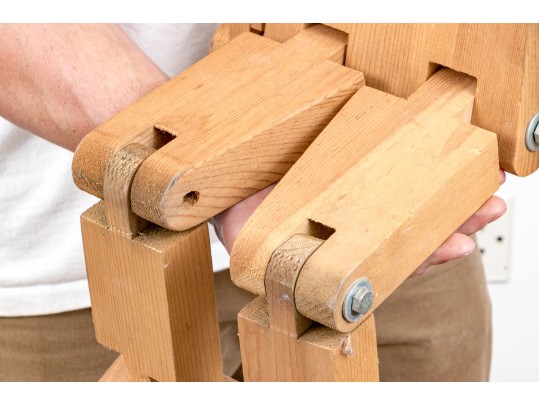 Large Reticulated Wooden Figure With Glass Inlaid Eyes, Likely Don Ellefson