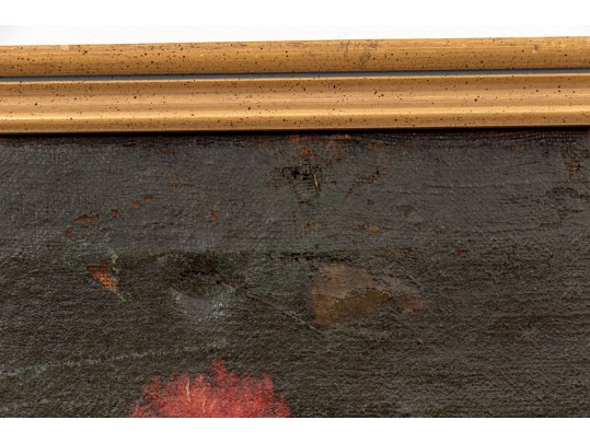 Antique Oil On Canvas, Still Life With Fruit