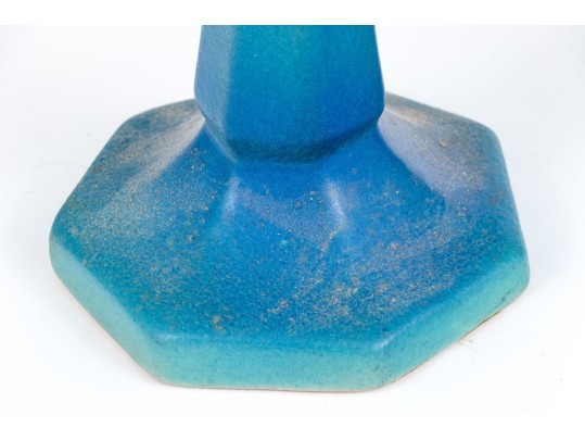 Pair Of Van Briggle Turquoise Glazed Ceramic Candlesticks
