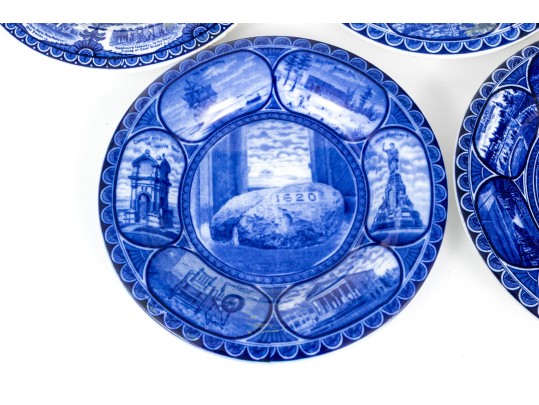 Set Of Five Antique Staffordshire Ceramic Plates